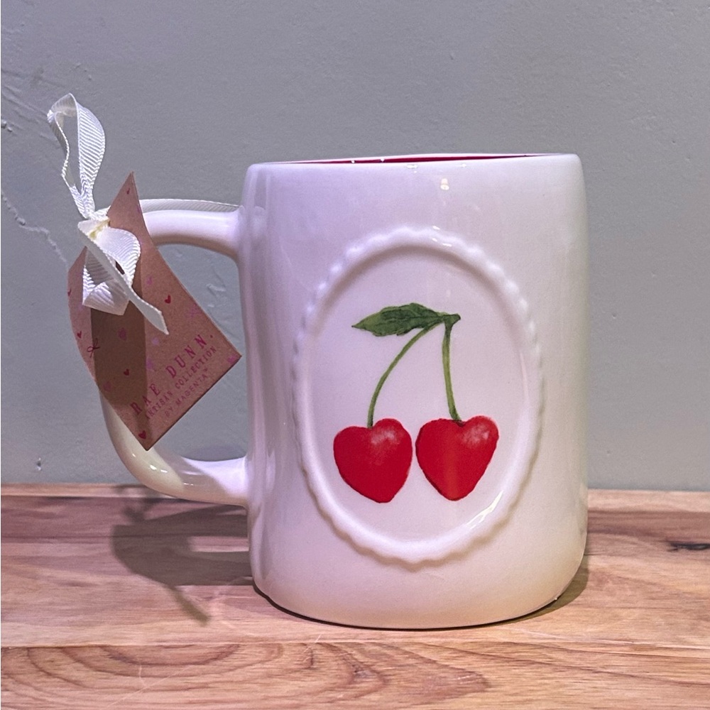 Rae Dunn Artisans Collection MON CHERRY Ceramic Mug NWTS